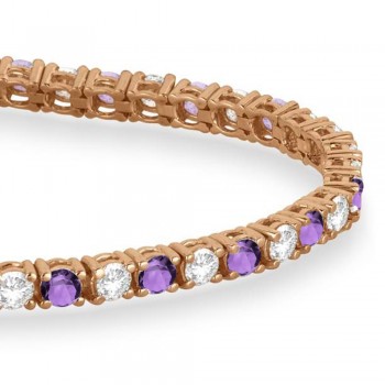 Alternating Diamond & Amethyst Eternity Bracelet 14K Rose Gold (4.43ct)