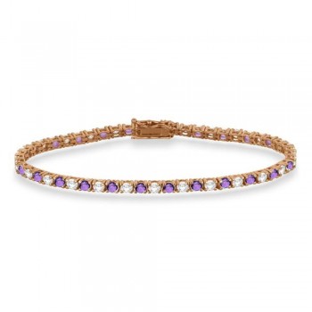 Alternating Diamond & Amethyst Eternity Bracelet 14K Rose Gold (5.36ct)