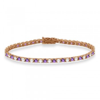 Alternating Diamond & Amethyst Eternity Bracelet 14K Rose Gold (8.37ct)