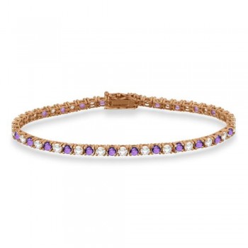 Alternating Diamond & Amethyst Eternity Bracelet 14K Rose Gold (6.99ct)