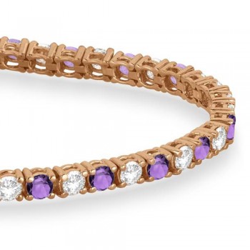 Alternating Diamond & Amethyst Eternity Bracelet 14K Rose Gold (6.99ct)