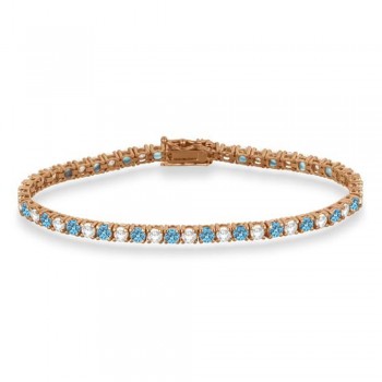 Alternating Diamond & Aquamarine Eternity Tennis Bracelet 14K Rose Gold (7.22ct)