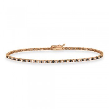 Alternating Diamond & Black Diamond Eternity Bracelet 14K Rose Gold (1.00ct)