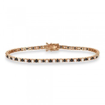 Alternating Diamond & Black Diamond Eternity Bracelet 14K Rose Gold (3.51ct)