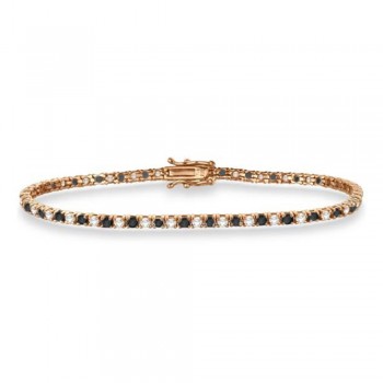 Alternating Diamond & Black Diamond Eternity Bracelet 14K Rose Gold (3.00ct)