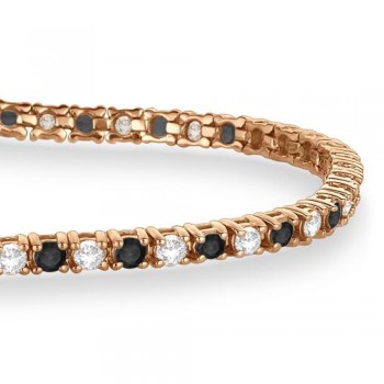 Alternating Diamond & Black Diamond Eternity Bracelet 14K Rose Gold (3.00ct)