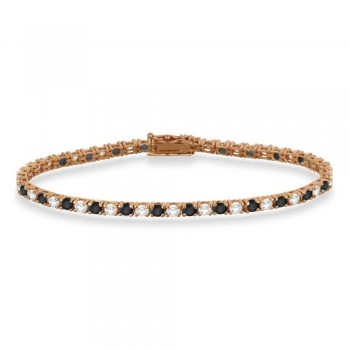 Alternating Diamond & Black Diamond Eternity Bracelet 14K Rose Gold (5.51ct)