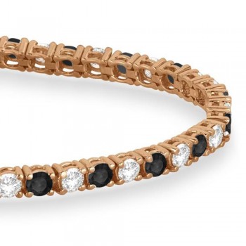 Alternating Diamond & Black Diamond Eternity Bracelet 14K Rose Gold (5.51ct)