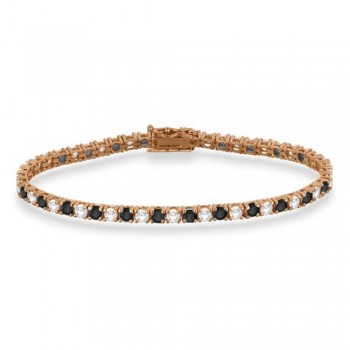 Alternating Diamond & Black Diamond Eternity Bracelet 14K Rose Gold (8.37ct)