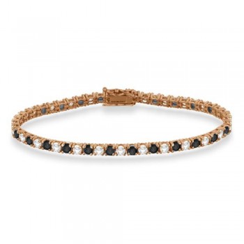 Alternating Diamond & Black Diamond Eternity Bracelet 14K Rose Gold (7.08ct)