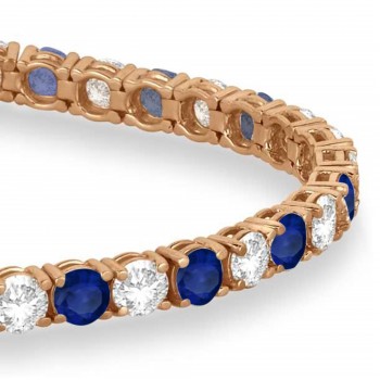 Alternating Diamond & Blue Sapphire Eternity Bracelet 14K Rose Gold (11.87ct)