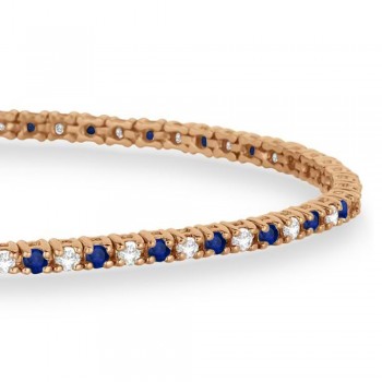 Alternating Diamond & Blue Sapphire Eternity Bracelet 14K Rose Gold (0.97ct)