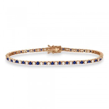 Alternating Diamond & Blue Sapphire Eternity Bracelet 14K Rose Gold (3.47ct)