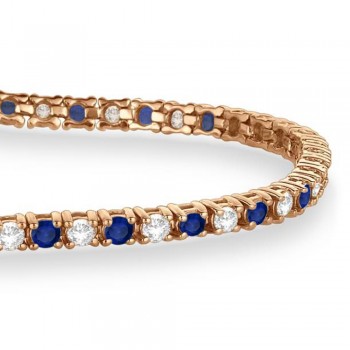 Alternating Diamond & Blue Sapphire Eternity Bracelet 14K Rose Gold (3.47ct)