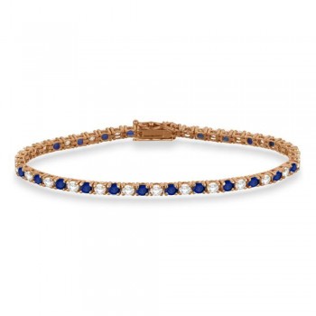 Alternating Diamond & Blue Sapphire Eternity Bracelet 14K Rose Gold (5.03ct)