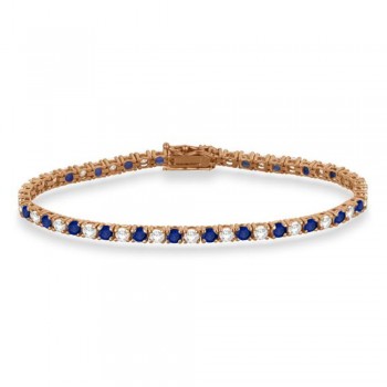 Alternating Diamond & Blue Sapphire Eternity Bracelet 14K Rose Gold (6.14ct)