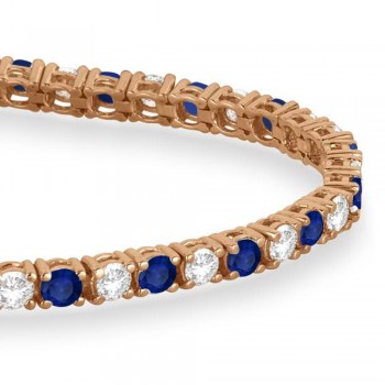 Alternating Diamond & Blue Sapphire Eternity Bracelet 14K Rose Gold (6.14ct)