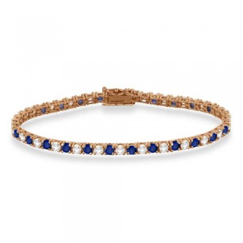 Alternating Diamond & Blue Sapphire Eternity Bracelet 14K Rose Gold (8.37ct)