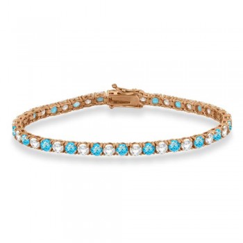 Alternating Diamond & Blue Topaz Eternity Tennis Bracelet 14K Rose Gold (12.09ct)