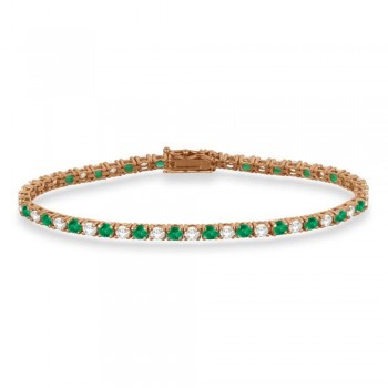 Alternating Diamond & Emerald Eternity Tennis Bracelet 14K Rose Gold (4.73ct)