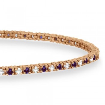 Alternating Diamond & Lab Alexandrite Eternity Tennis Bracelet 14K Rose Gold (1.46ct)