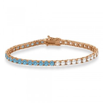 Diamond &  Aquamarine Eternity Tennis Bracelet 14K Rose Gold (9.67ct)