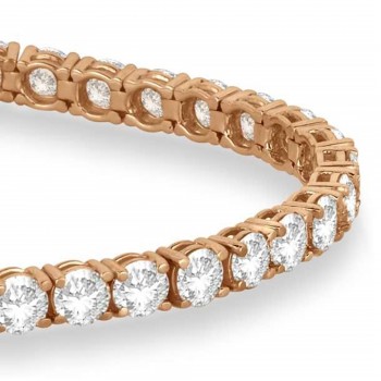 Diamond &  Aquamarine Eternity Tennis Bracelet 14K Rose Gold (10.11ct)