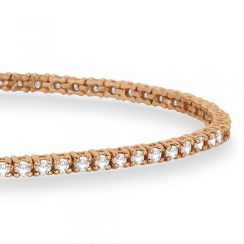 Diamond &  Aquamarine Eternity Tennis Bracelet 14K Rose Gold (2.03ct)