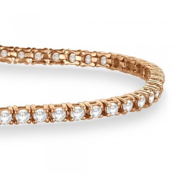Diamond &  Aquamarine Eternity Tennis Bracelet 14K Rose Gold (3.73ct)