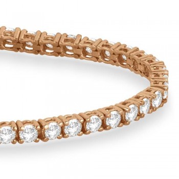 Diamond &  Aquamarine Eternity Tennis Bracelet 14K Rose Gold (4.43ct)