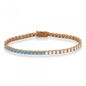 Diamond &  Aquamarine Eternity Tennis Bracelet 14K Rose Gold (6.86ct)