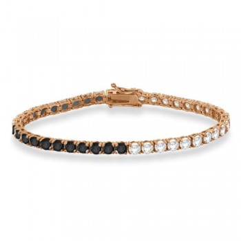 Diamond & Black Diamond Eternity Tennis Bracelet 14K Rose Gold (10.01ct)