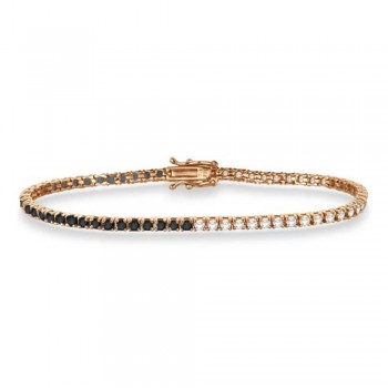 Diamond & Black Diamond Eternity Tennis Bracelet 14K Rose Gold (3.51ct)