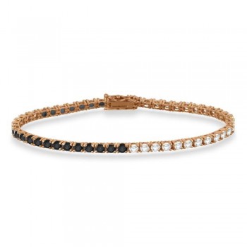 Diamond & Black Diamond Eternity Tennis Bracelet 14K Rose Gold (5.51ct)
