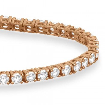 Lab Grown Diamond & Emerald Eternity Tennis Bracelet 14K Rose Gold (5.17ct)