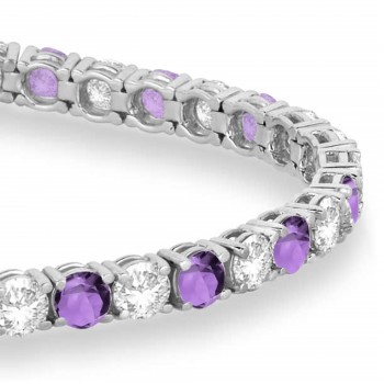 Alternating Diamond & Amethyst Eternity Bracelet 14K White Gold (10.11ct)