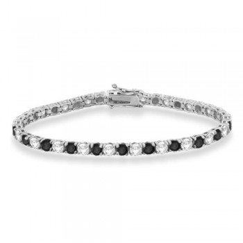 Alternating Diamond & Black Diamond Eternity Bracelet 14K White Gold (10.01ct)