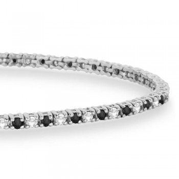 Alternating Diamond & Black Diamond Eternity Bracelet 14K White Gold (1.00ct)