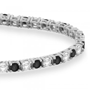Alternating Diamond & Black Diamond Eternity Bracelet 14K White Gold (4.13ct)