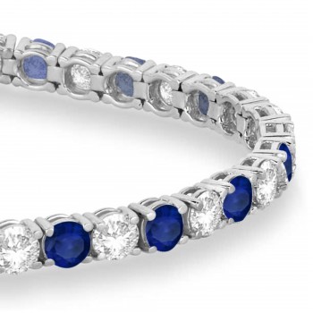 Alternating Diamond & Blue Sapphire Eternity Bracelet 14K White Gold (11.87ct)