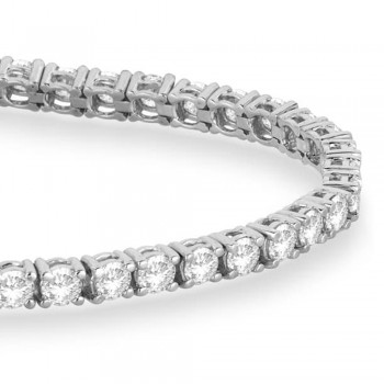 Diamond &  Aquamarine Eternity Tennis Bracelet 14K White Gold (4.43ct)