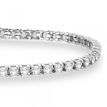 Lab Grown Diamond & Blue Sapphire Eternity Tennis Bracelet 14K White Gold (4.29ct)