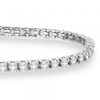 Diamond & Emerald Eternity Tennis Bracelet 14K White Gold (4.06ct)