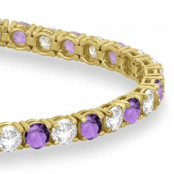 Alternating Diamond & Amethyst Eternity Bracelet 14K Yellow Gold (10.11ct)