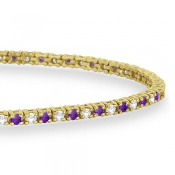 Alternating Diamond & Amethyst Eternity Bracelet 14K Yellow Gold (0.82ct)