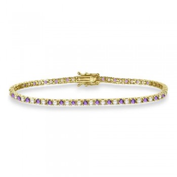 Alternating Diamond & Amethyst Eternity Bracelet 14K Yellow Gold (3.73ct)