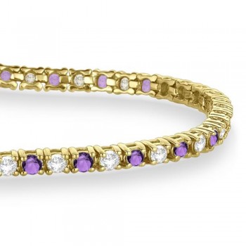 Alternating Diamond & Amethyst Eternity Bracelet 14K Yellow Gold (3.73ct)