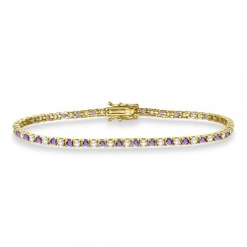 Alternating Diamond & Amethyst Eternity Bracelet 14K Yellow Gold (3.14ct)