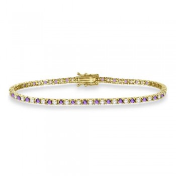 Alternating Diamond & Amethyst Eternity Bracelet 14K Yellow Gold (3.14ct)