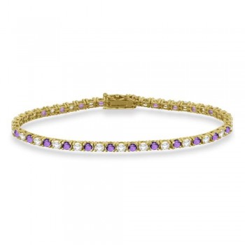 Alternating Diamond & Amethyst Eternity Bracelet 14K Yellow Gold (5.36ct)